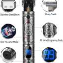Suttik Hair Trimmer for Men, Professional Hair Clippers for Barber, Beard Trimmer for Men, Cordless Edgers Clippers, Ornate Knight T-Blade Close Cutting Trimmer with LCD, Gray