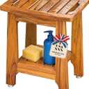 NNN 24" Home Teak Shower Bench with Japan-Made Non-Slip Leveling Feet