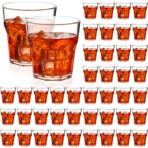Tioncy 50 Pcs Acrylic Drinking Glasses 4.5 oz Small Whiskey Glass Clear Shot Glasses Bulk Unbreakable Stackable Mixed Drinkware Mini Beer Mug for Oktoberfest Drinking Bars Wine Vodka