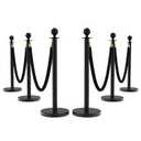 6Pcs Stanchions and Velvet Ropes, Black Stanchions with Retractable Belts, Crowd Control Barriers with Hollow Base, Red Carpet Ropes and Posts for Event & Party Supplies