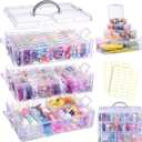 Funtopia Bead Organizers and Storage, 56 Pcs Small Plastic Containers with Lids and 3-Tier Stackable Storage Box, Mini Clear Organizers for Jewelry Toys Craft Storage (4 Sizes)