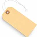 Tags with Elastic String Attached  #5, 4 3/4" x 2 3/8" Box of 100 Manila Paper Label Tags with Elastic Loop and Reinforced Hole