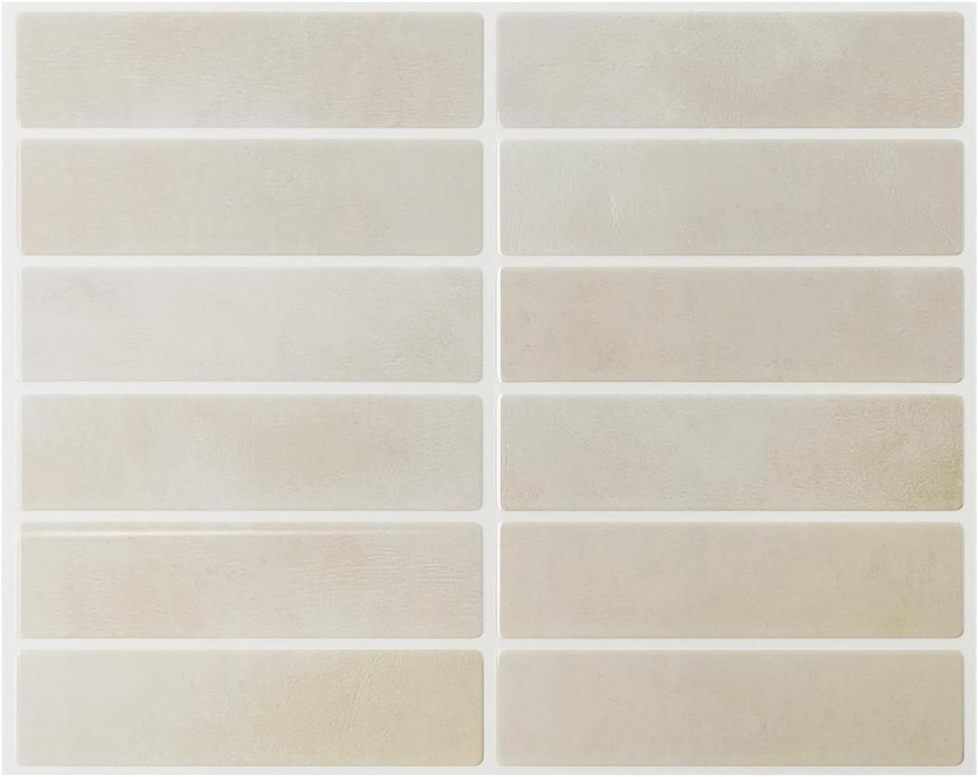 Peel and Stick Backsplash 10-Sheets of 11.42'' x 9'' Self-Adhesive Peel and Stick 3D Wall Tile for Kitchen, Bathroom (Beige Gray)