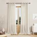 Natural Linen Curtains 108 Inch Length 2 Panels for Living Room Bedroom, Light Filtering Sheer Curtains 108 Inches, Neutral Modern Grommet Semi Sheer Soft Privacy Drapes Beige