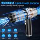Handheld Car Vacuum Cleaner, 16000PA Hand Held Vacuum Portable Cordless, 2 in 1 Air Duster and Vacuum Cleaner with LED Light, Multi-Nozzles, 120W High Power Mini Vacuum for Home, Pet, Office