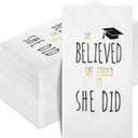 Pajean 100Pcs Class of 2026 Graduation Napkins Disposable Congrats Grad Dinner Cocktail Napkins Graduation Party Supplies for 2026 High School College Grad Party Decorations(Black Gold,Believed)