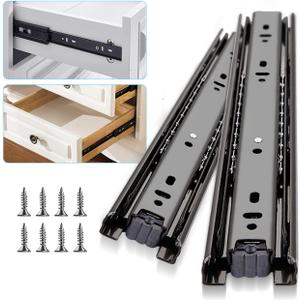 YENUO 10 Pairs Full Extension Drawer Slides Side Mount 10 12 14 16 18 20 22 24 Inch Ball Bearing Dresser Cabinet Kitchen Rails Track Guide Glides Runners Heavy Duty 100 Lb (Black- 10 PRS,12 Inch)