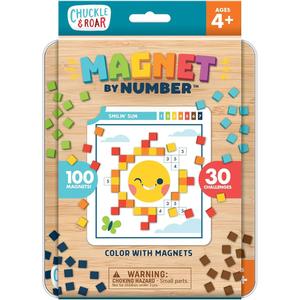 Chuckle & Roar Magnetic Puzzle Kit – Magnet by Number Edition, MessFree Color Matching Activity with 30 Challenges, TravelFriendly Learning Toy for Kids Ages 4+