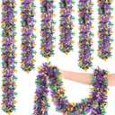 Suncalla 9 Pcs 180 ft Mardi Gras Tinsel Garland Decoration for Outdoor Green Purple Gold Metaliic Mardi Gras for Table Mantle Tree Carnival Party Window Clings Indoor Ornament