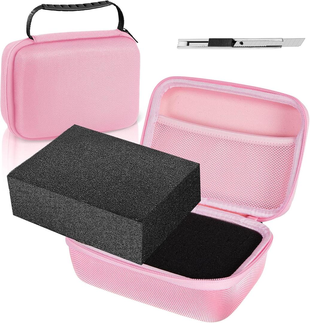 EVA Hard Case with Customizable Foam 13.5 x 9.8 x 5.5 Inch Protective EVA Carrying Case Shockproof Outdoor for Camera, Digital Products, Electronic Instruments with Knife, Pink