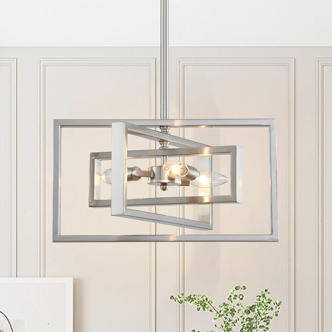 Modern Brushed Nickel Ceiling Light Fixture Modern 3 Lights Semi Flush Mount Ceiling Lights for Dining Room Bedroom Living Room Kitchen Entry Foyer (16.1"-Cross-Brushed Nickel)