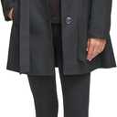 Kenneth Cole Women's Trench Coat with Waist Tie Belt and Notch Collar, Black, Large