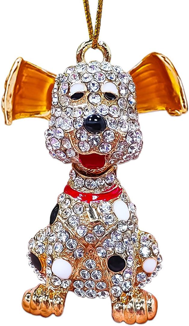 Dog Ornaments for Christmas Tree, Handmade Metallic Ornament with Rhinestone, Cute Pet Decor, Beautiful Christmas Ornaments for Kids - Gifts for Dog Lovers