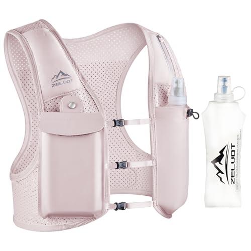 Zelvot Running Vest for Women Men, USA Original Patent, Adjustable Chest Straps Hydration Vest With 500ml Soft Flask, Lightweight Breathable Reflective for Trail - XS/S