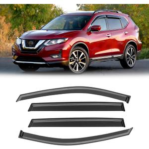 Rain Guards for 2014-2020 Nissan Rogue (Exclude Rogue Sport Models), Out-Channel Window Visor Shields Vent Deflector Shade Wind Dark Smoke 2022 21 22 23, Tape-On Outside-Mount, 4PCS