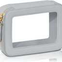 Prite Clear Makeup Bag Cosmetic Organizer Case Waterproof Travel Toiletry Bag Skincare Pouch with Golden Zipper(Grey) (Standard - Single Layer)