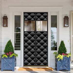 Veanusiver Magnetic Thermal Insulated Door Curtain Detachable Visible Windows,Thicken Polyester Fiberfill & Durable Oxford Fabric,Hands Free Windproof Door Screen,Fits Door Size up to 36''x82'',Black