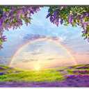 10 X 8 ft Lavender Flower Field Backdrop Photography backdrops Purple Flower Lavender Green Grass Lilac Flowers Sunset Sky Rainbow Party Background Photography Studio Backdrop