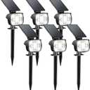Kaxiida Solar Lights Outdoor Waterproof - 2025 Upgrade 3 Level Ultra Bright Spot Lights Uplights, LED Landscape Spotlight for Tree, Pathway, Wall, Adjustable Solar Panel Auto On/Off (6 Pack, CoolLight)