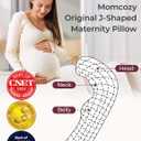 Momcozy Pregnancy Pillows for Side Sleeping, J Shaped Maternity Body Pillow for Pregnancy, Soft Pregnancy Pillow with Jersey Cover for Head Neck Belly Support, Grey