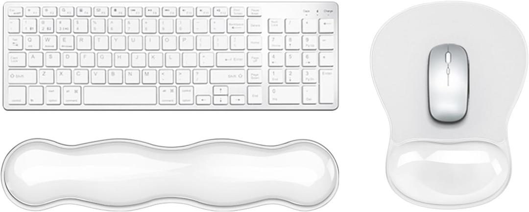 Gel Keyboard & Mouse Wrist Rest Set, Ergonomic Keyboard and Mouse Pad with Wrist Support Typing Pain ReliefSuitable for Office/Computer/Laptop/GamingWhite Set