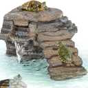 REPTIZOO Turtle Tank Filter, 120GPH Turtle Filter Basking Platform with Detachable Bridge for Climbing Ramps and Diving, Quiet Aquatic Reptile Filter Keeps Water Clean, Terrarium Decor