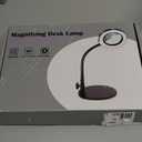 Krstlv 10X Magnifying Glass with Light and Stand, 5 Color Modes Stepless Dimmable LED Lighted Desk Lamp, Hands Free Magnifier with Flexible Goose-Neck for Craft Hobby Painting Sewing Close Work (Black)