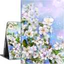 Case for iPad 9th Generation Case, White Flower for iPad Caser 9th Generation, for iPad 7th/8th Generation Cover, for iPad 10.2 Cover Auto Wake/Sleep Multi-Angle Viewing, Shockproof, Floral (Blue Peach Blossom)