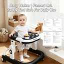 5-in-1 Baby Walker with Wheels Foldable Height-Adjustable Walker for Baby Boy 6-12 Months with Feeding Tray Multi-Functional Activity Center Battery-Free Function (Black)