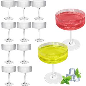 10OZ Plastic Martini Glasses, Set Of 12 - Shatterproof & Reusable Cocktail Glasses With Classic Design, Perfect For Home Use, Weddings, Parties & Outdoor Gatherings, Ideal For Martini, Champagne & More