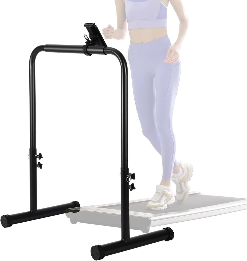 Leinuosen 24.4 Inch Wide Handle Bar for Walking Pad Only with Phone Holder Adjustable Handrail Height from 30.7 to 39.37 Inch Comfortable Grip Stainless Steel Frame Overbold Stable