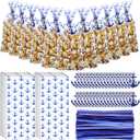 Gueevin 150 Set Nautical Anchor Cellophane Treat Bags Bulk Goodie Candy Cookie Cello Bags with Twist Ties Gift Cards Party Favors for Party Supplies