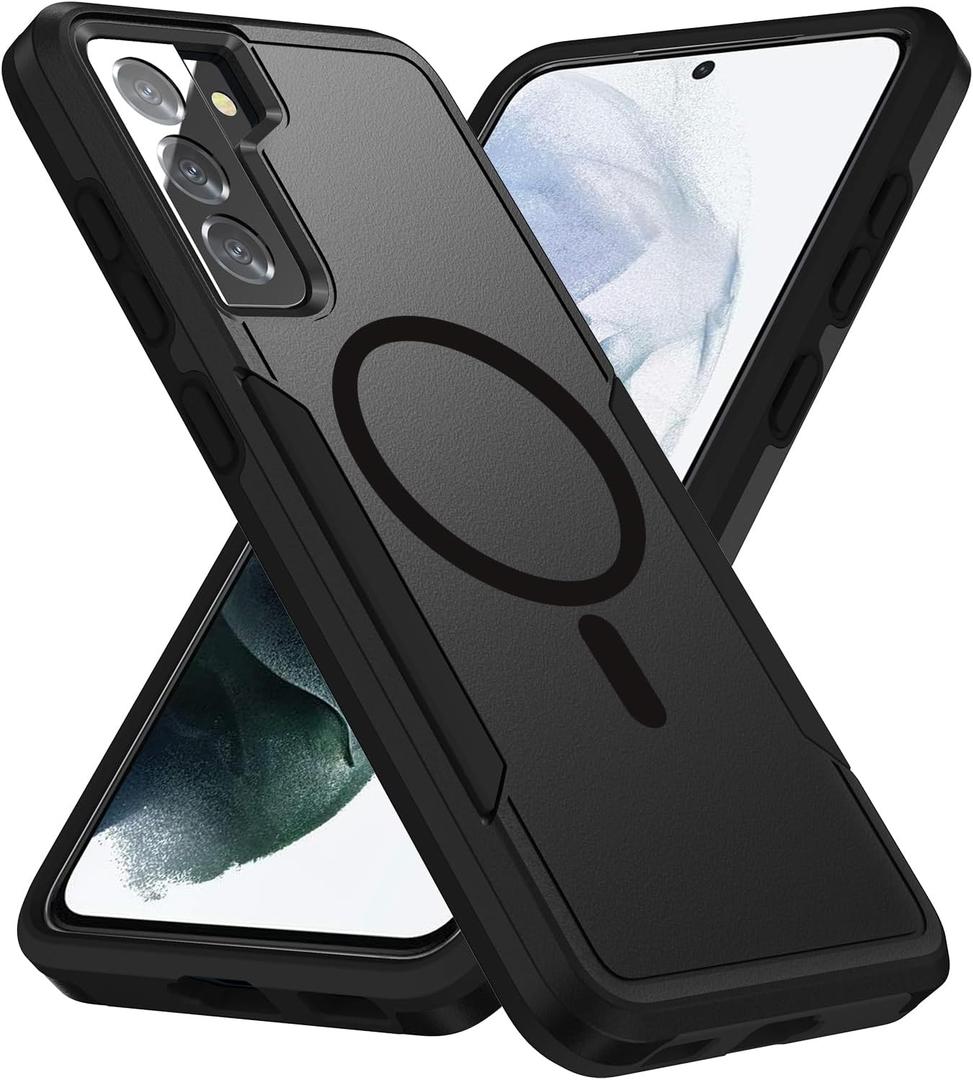for Samsung Galaxy S21 FE 5G Case,[Compatible with Magsafe] [Military Grade Drop Tested] Shockproof Magnetic Tough Rugged Protective Phone Case -6.4 inch (Black)