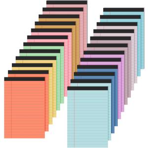 Lincia 24 Pcs 4" x 6" Legal Pad Writing Notepads Small Legal Pad College Ruled 30 Sheets Multiple Color Lined Note for Work 80 Gsm Paper for Grocery List Shopping List(Bright Color)