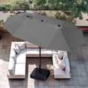 PHI VILLA 15ft Large Patio Umbrellas with Base, Outdoor Double-Sided Rectangle Market Umbrella for Pool Lawn Garden, Light Gray