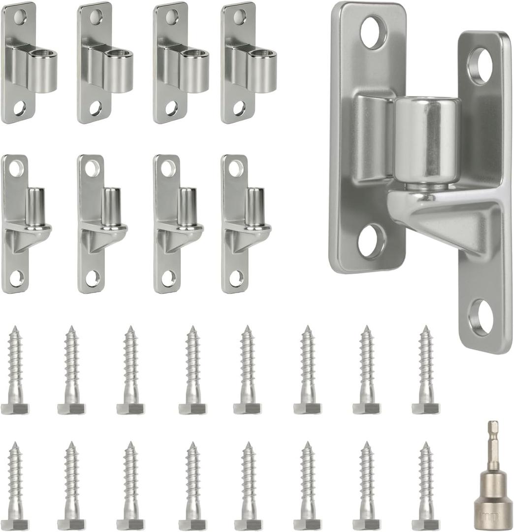 304 Stainless Steel Gate Hinges 4Pack Wall Mount Gate Hinges for Farm Gates Heavy Duty Door Fence Hinges for Wooden Fence, Gate, Concrete, Capacity Up to 600lbs (16Pcs Screws & Nut Driver Included)