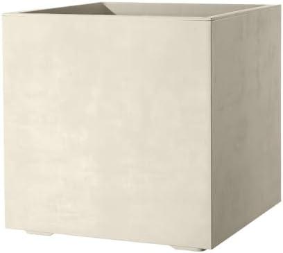 Deroma Millennium 15” Cube Planter| Light & Durable Plastic | Indoor or Outdoor Square Pot for Patio | Includes Water Reserve & Drain Plug | Trendy Planter for Plants, Flowers, Garden | White