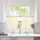 MIULEE 2 Panels Kitchen Tiers Half Window Sheer Curtains Rod Pocket Voile Drapes for Kitchen Bathroom Small Windows 29 by 24 Inch Cream Beige