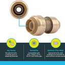 SharkBite 3/8 inch (1/2 inch OD) x 1/2 inch Reducing Coupling, Push to Connect Brass Plumbing Fitting, PEX Pipe, Copper, CPVC, PE-RT, HDPE, U009LFA