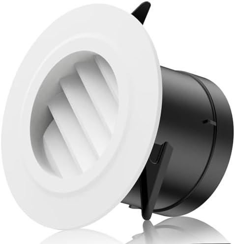 Hon&Guan 3 in Soffit Exhaust Vent, Dryer Vent Cover Round 3 Inch Vent Cover with Built-in a Fly Screen for Bathroom Office Home (ø75mm)