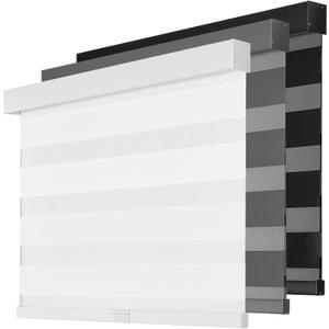Cordless Zebra Blinds for Windows,Free-Stop Pull Down Roller Shades,Dual Layer Privacy for Day and Night,Light Filtering Door Shades for Home Office Easy to Install(27" W x 72" H,White)