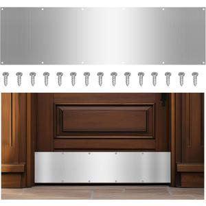 8 x 36 Inches Door Kick Plate with Screws, Satin Aluminum Kick Plate for Bottom of Door - Anti-Scratch Protection for Wood Metal Doors, Interior/Exterior Use (1 Set)