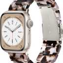 V-MORO Resin Bands Compatible with Apple Watch Series 11/10/9/8/7 Band 45mm/46mm/44mm/42mm Starlight Buckle Lightweight Fashion Strap Bracelet for iwatch Series SE/6/5/4/3/2/1 Women Men,Clear