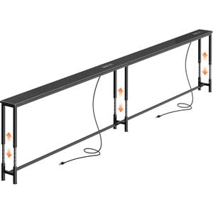 Huuger 110.2 Inch Sofa Table with Power Outlets, 23.9-34.4 Height Adjustable Range, Behind Couch Table with USB-C Ports, Sofa Tables Narrow Long, Skinny Console Table, for Small Spaces, Black