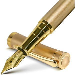 Fountain Pen with Medium Nib | Luxury Gold Finish, Smooth Ink Flow, Complete Set with Ink Cartridges, Converter & Sleeve | Ideal for Professionals, Office, Journaling, and Gifts