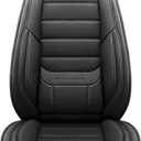 MINGBRON Black Car Seat Cover with Lumbar Support, Car Seat Protector Waterproof, Nappa Leather Car Seat Cushion, Car Seat Covers Front Seats and Back Fit for Most Cars