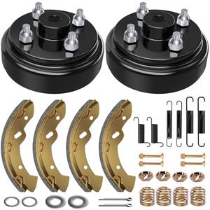 EZGO Brake Drum Kit for TXT 1996-Up Electric Vehicles，Golf Cart Brake Hub Drum Repair Kit Includes EZGO TXT Brake Drum/Hubs&Brake Shoes&Brake Spring Kit, OEM Replace#19186G1, 70794G01, 70795G01