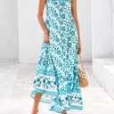 BTFBM Casual Women Summer Maxi Dresses 2026 Loose Sleeveless Sundress Spaghetti Strap Boho Long Dress Vacation (L)