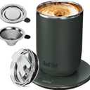 Self-Heating Coffee Mug, Coffee Mug with Self Stirring&Fast Heating, 10oz Temperature Controlled Coffee Cup Warmer, Heated for Tea/Coffee at Office/Kitchen/Travel, with Reusable Coffee Dripper, Green