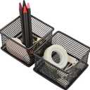 2 x Annova Mesh Stackable Drawer Cabinet and Shelf Organizer Bins Storage Basket School Office Supply Holder Tray- Set of 2 (Black, 3x3x2 Inch)